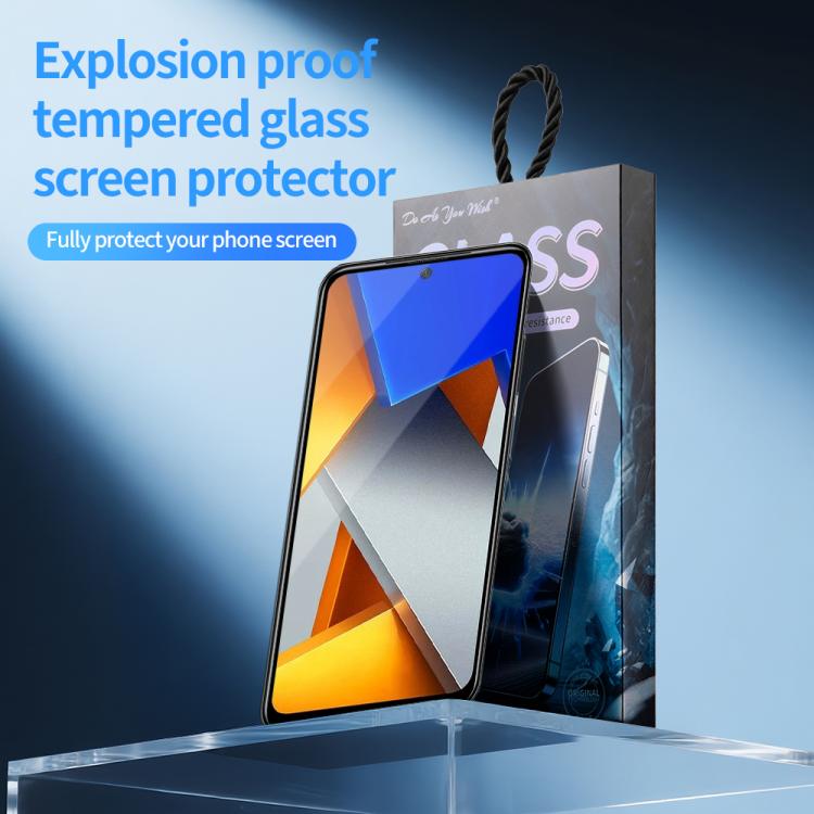 For Xiaomi Poco M4 Pro 4G Do As You Wish Silk Screen Printed HD Tempered Glass Film - Black