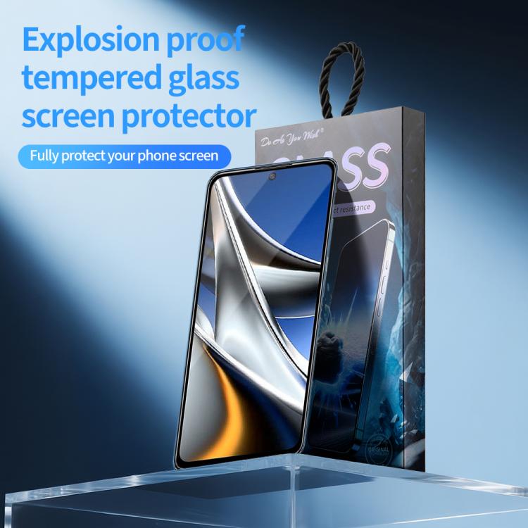 For Xiaomi Poco X4 Pro 5G Do As You Wish Silk Screen Printed HD Tempered Glass Film - Black