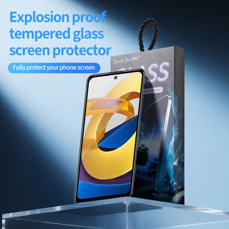For Xiaomi Poco M4 Pro 5G Do As You Wish Silk Screen Printed HD Tempered Glass Film - Black