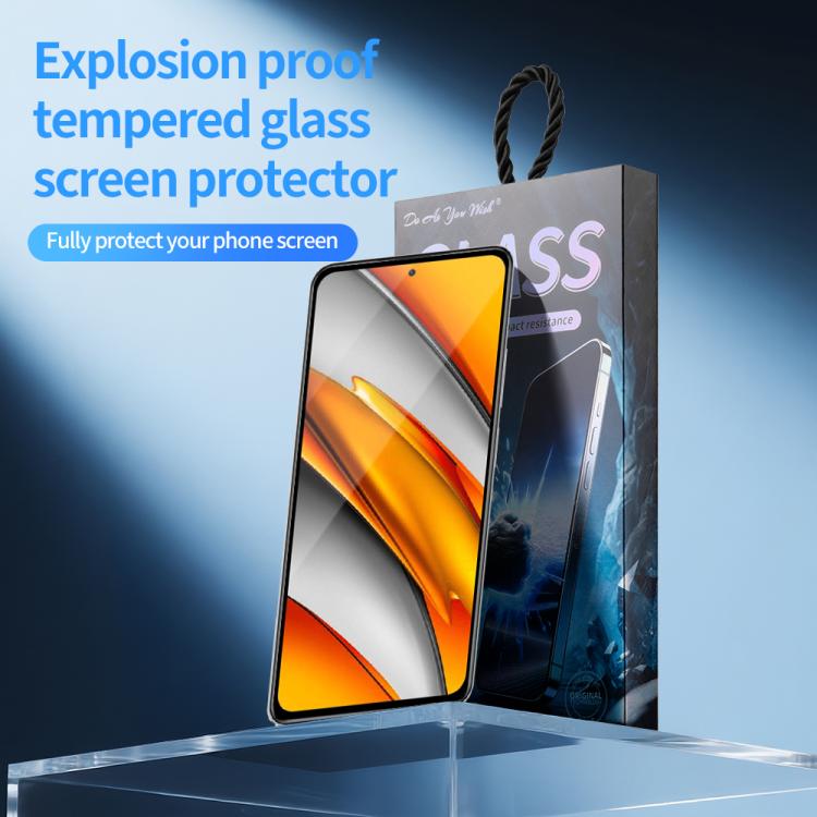 For Xiaomi Poco F3 Do As You Wish Silk Screen Printed HD Tempered Glass Film - Black