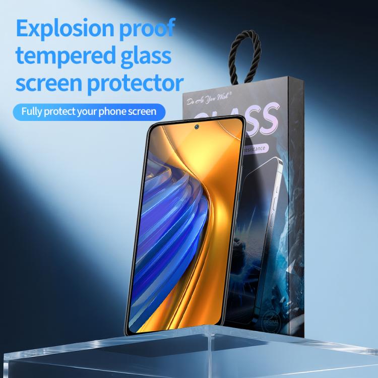 For Xiaomi Poco F4 Do As You Wish Silk Screen Printed HD Tempered Glass Film - Black