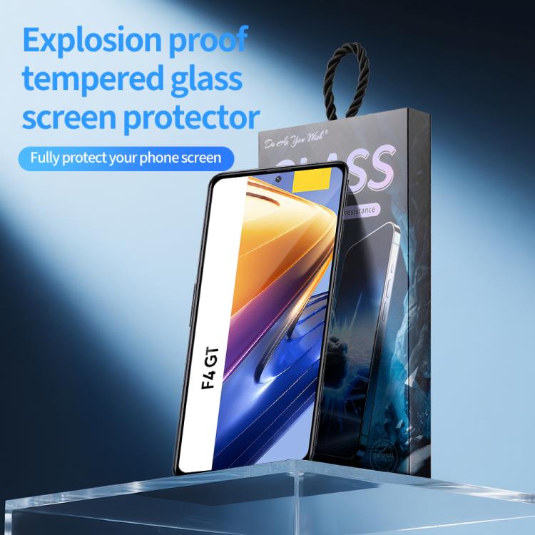 For Xiaomi Poco F4 GT Do As You Wish Silk Screen Printed HD Tempered Glass Film - Black