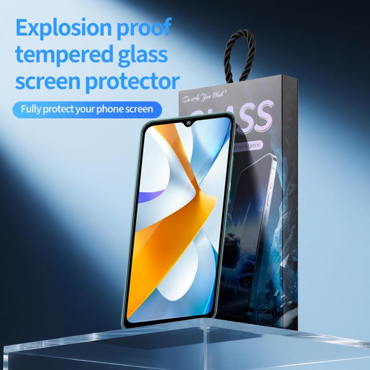 For Xiaomi Poco C40 Do As You Wish Silk Screen Printed HD Tempered Glass Film - Black