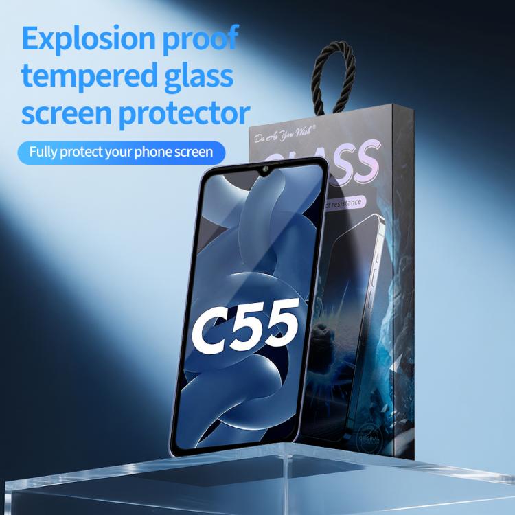 For Xiaomi Poco C55 Do As You Wish Silk Screen Printed HD Tempered Glass Film - Black