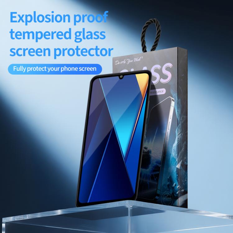 For Xiaomi Poco C65 Do As You Wish Silk Screen Printed HD Tempered Glass Film - Black