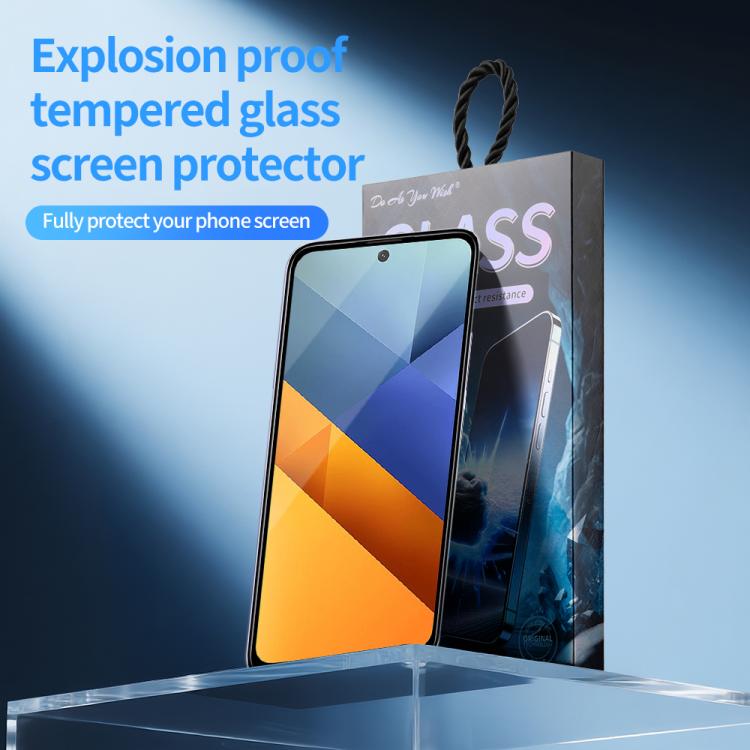 For Xiaomi Poco M6 4G 5pcs / Pack Do As You Wish Silk Screen Printed HD Tempered Glass Film - Black