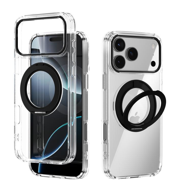 For iPhone 17 Pro Max ABEEL MagSafe Q-LUCK Pivot Bracket Transparent Phone Case