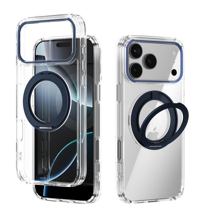For iPhone 17 Pro Max ABEEL MagSafe Q-LUCK Pivot Bracket Transparent Phone Case
