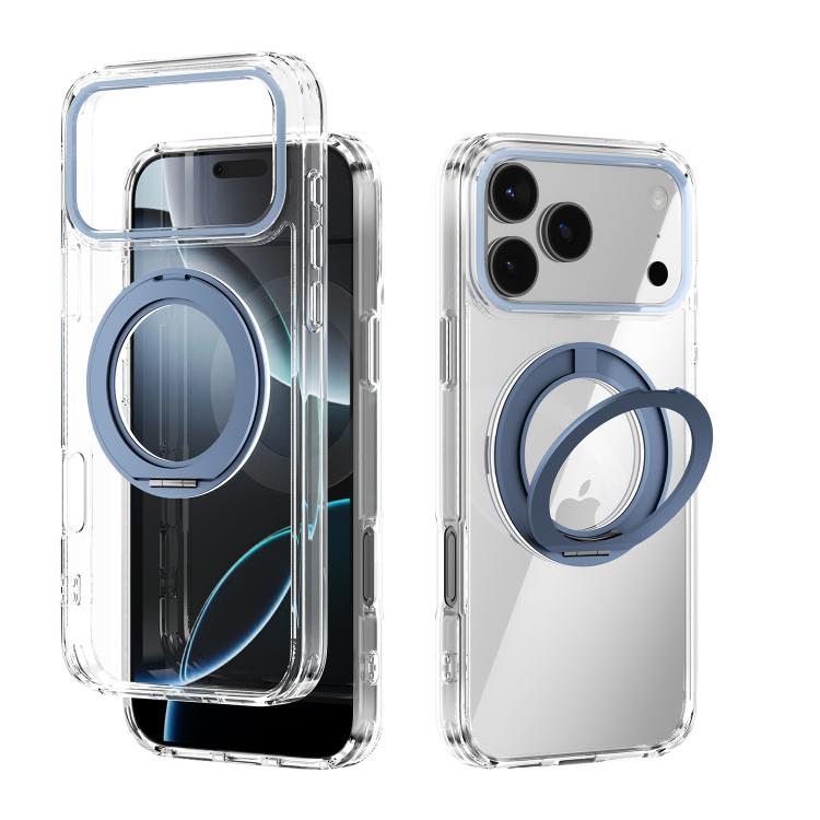 For iPhone 17 Pro Max ABEEL MagSafe Q-LUCK Pivot Bracket Transparent Phone Case