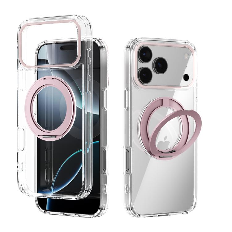 For iPhone 17 Pro Max ABEEL MagSafe Q-LUCK Pivot Bracket Transparent Phone Case