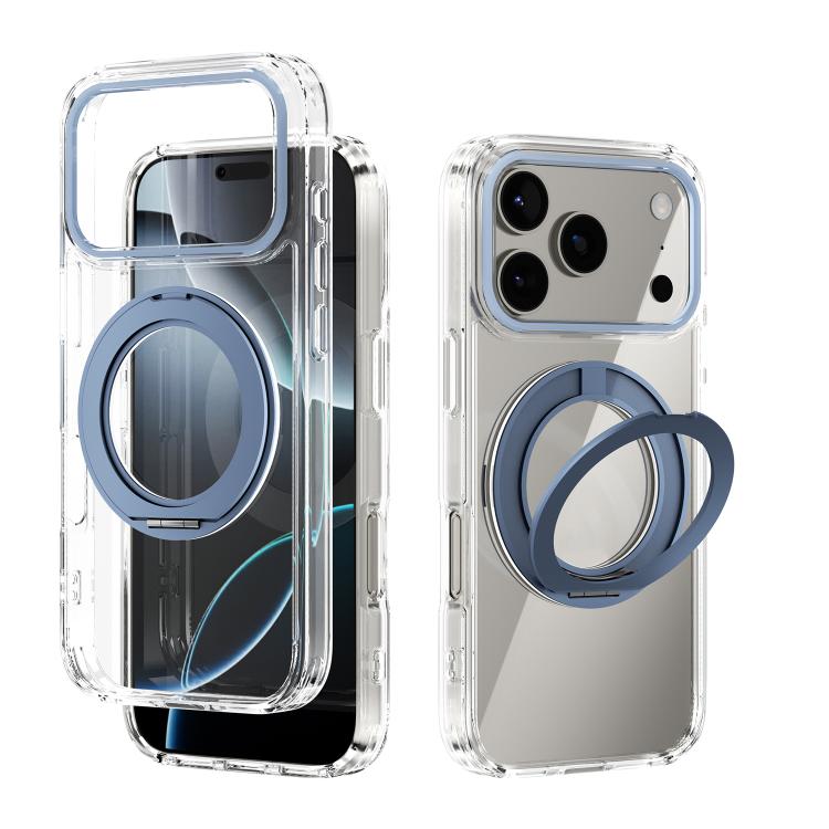 For iPhone 17 Pro ABEEL MagSafe Q-LUCK Pivot Bracket Transparent Phone Case