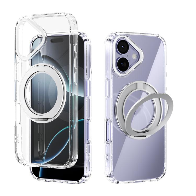 For iPhone 17 ABEEL MagSafe Q-LUCK Pivot Bracket Transparent Phone Case
