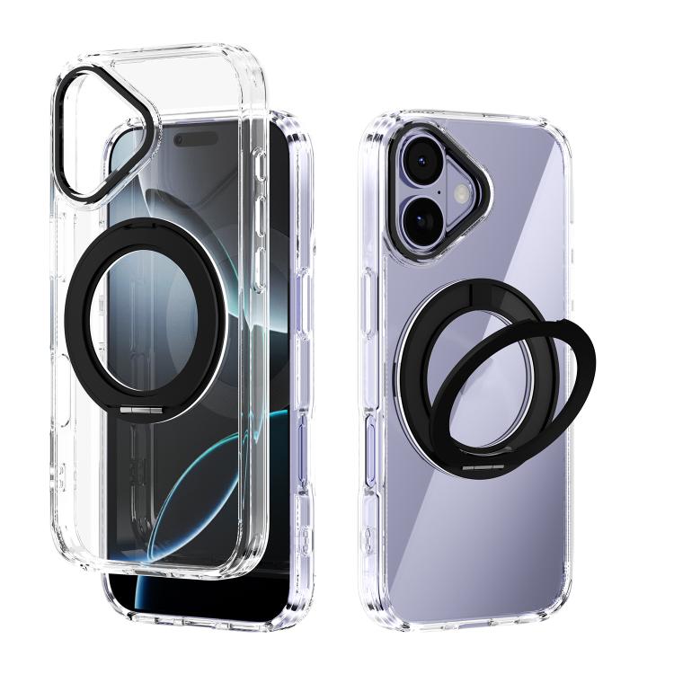 For iPhone 17 ABEEL MagSafe Q-LUCK Pivot Bracket Transparent Phone Case