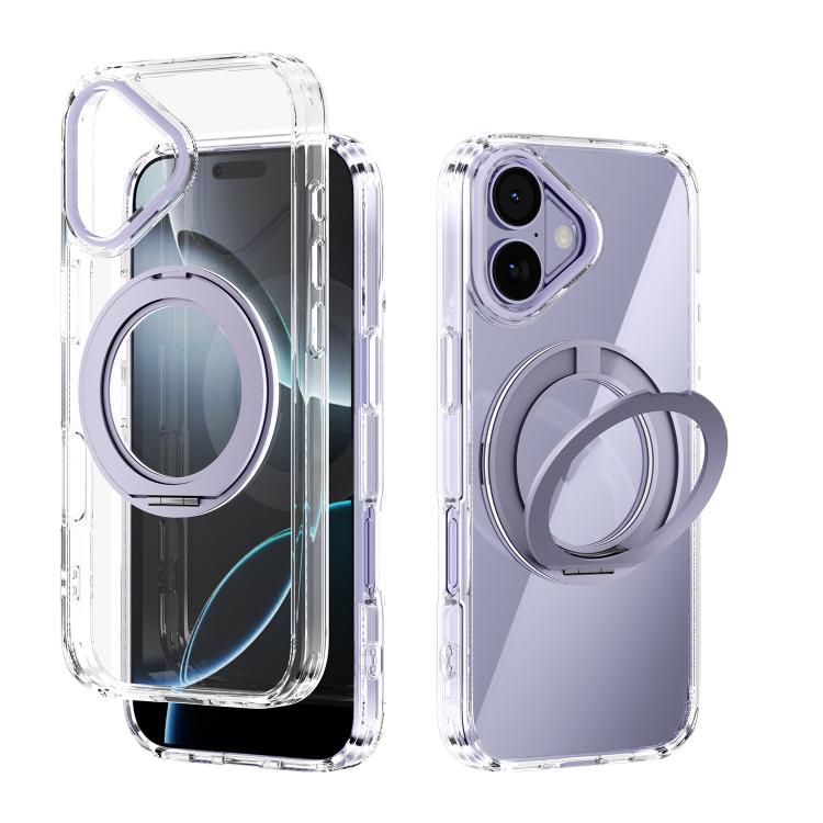 For iPhone 17 ABEEL MagSafe Q-LUCK Pivot Bracket Transparent Phone Case