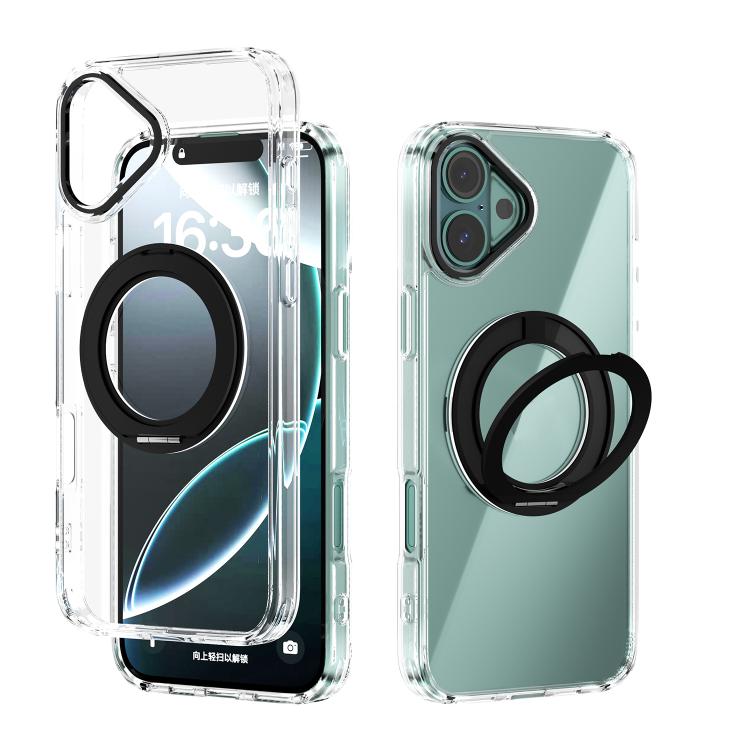 For iPhone 16 Plus ABEEL MagSafe Q-LUCK Pivot Bracket Transparent Phone Case