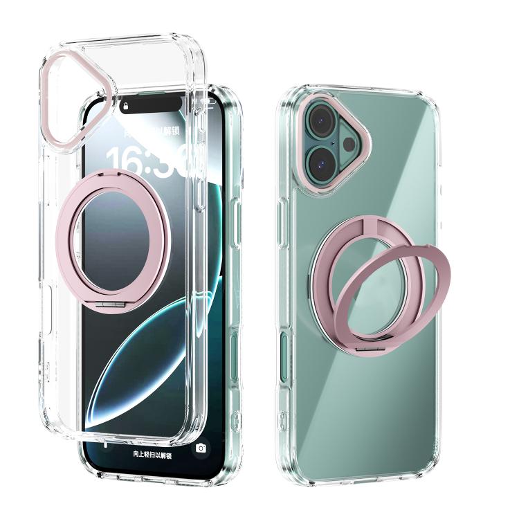 For iPhone 16 Plus ABEEL MagSafe Q-LUCK Pivot Bracket Transparent Phone Case