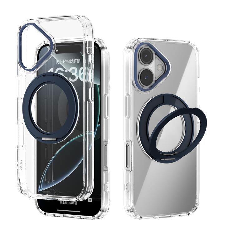 For iPhone 16 ABEEL MagSafe Q-LUCK Pivot Bracket Transparent Phone Case