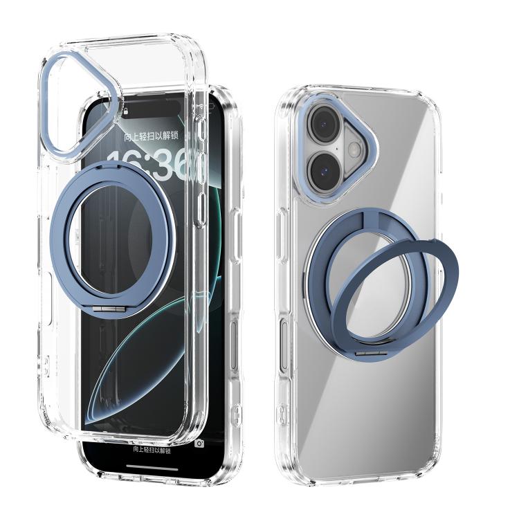 For iPhone 16 ABEEL MagSafe Q-LUCK Pivot Bracket Transparent Phone Case