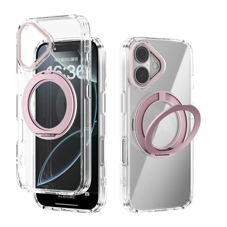 For iPhone 16 ABEEL MagSafe Q-LUCK Pivot Bracket Transparent Phone Case