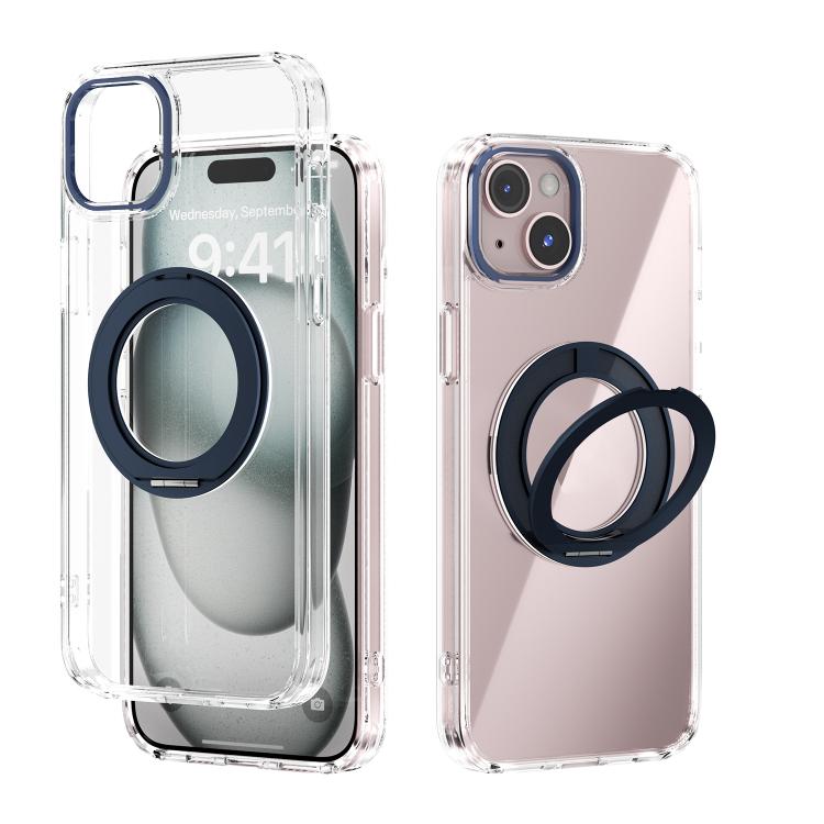 For iPhone 15 Plus ABEEL MagSafe Q-LUCK Pivot Bracket Transparent Phone Case