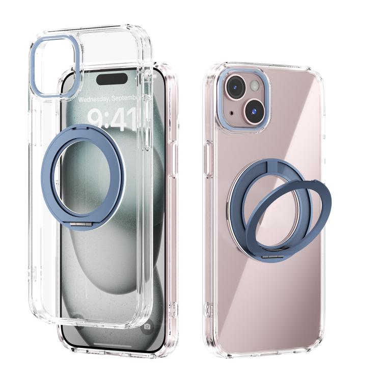 For iPhone 15 Plus ABEEL MagSafe Q-LUCK Pivot Bracket Transparent Phone Case