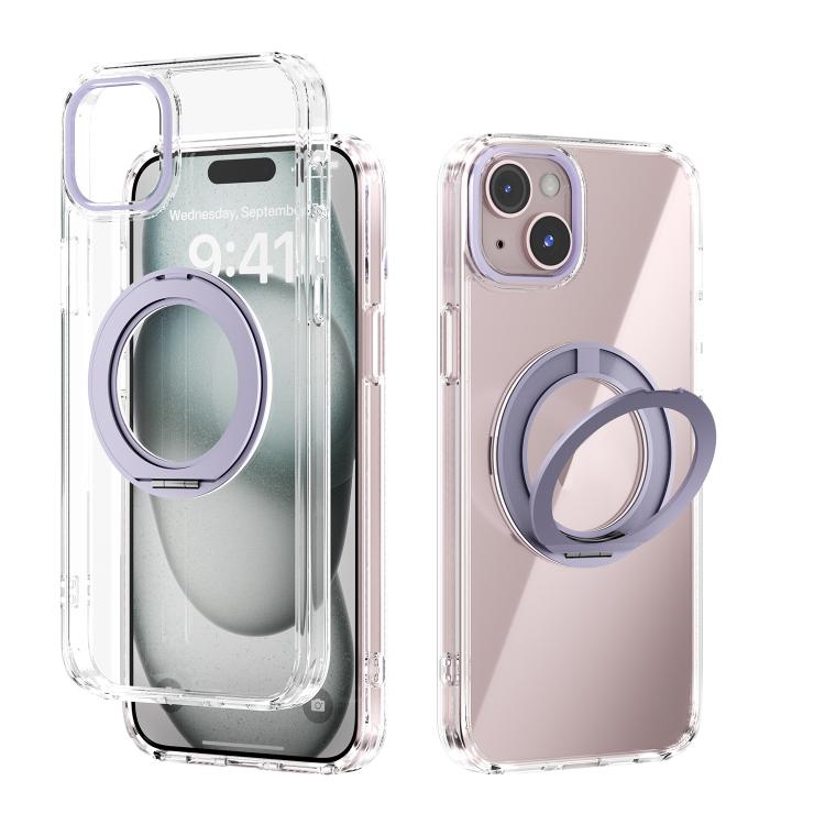 For iPhone 15 Plus ABEEL MagSafe Q-LUCK Pivot Bracket Transparent Phone Case