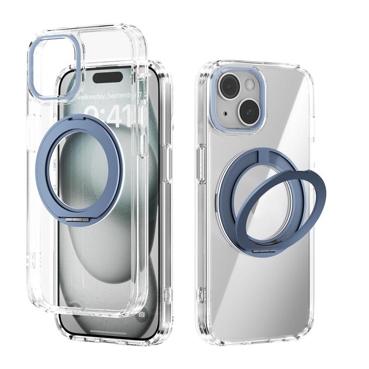 For iPhone 15 ABEEL MagSafe Q-LUCK Pivot Bracket Transparent Phone Case