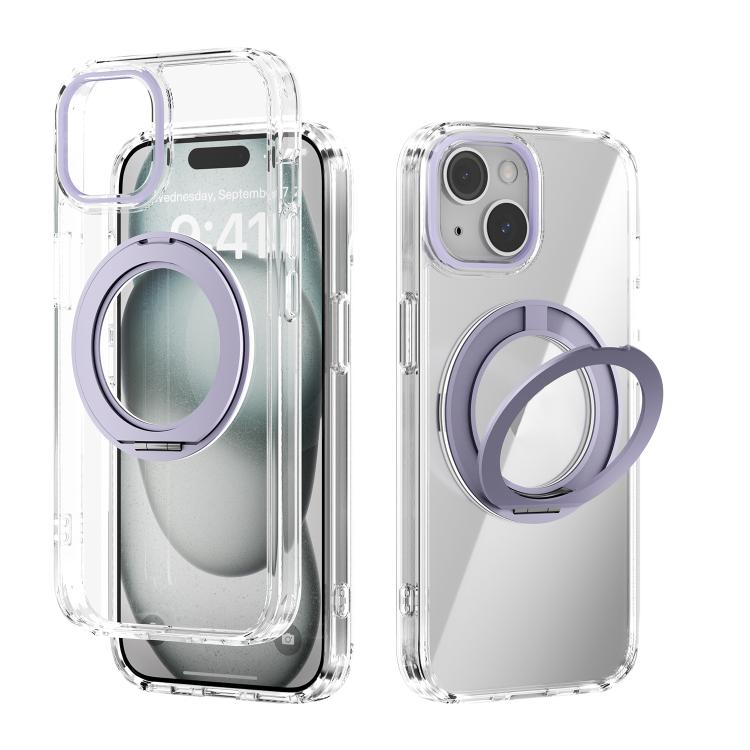 For iPhone 15 ABEEL MagSafe Q-LUCK Pivot Bracket Transparent Phone Case