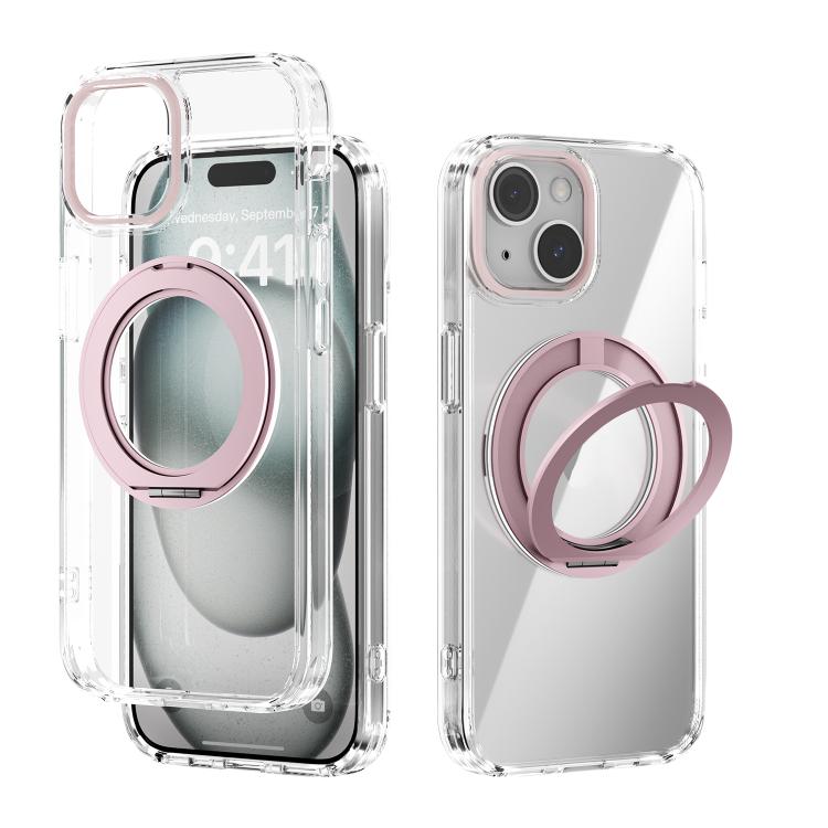 For iPhone 15 ABEEL MagSafe Q-LUCK Pivot Bracket Transparent Phone Case