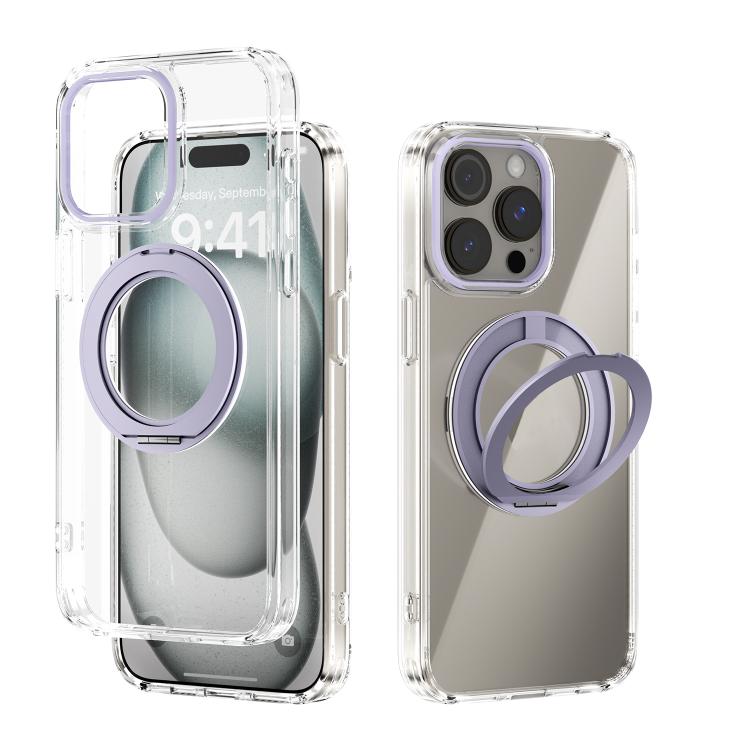 For iPhone 14 Pro Max ABEEL MagSafe Q-LUCK Pivot Bracket Transparent Phone Case