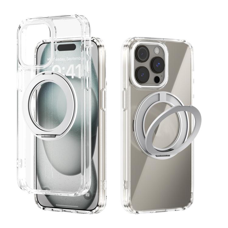 For iPhone 14 Pro ABEEL MagSafe Q-LUCK Pivot Bracket Transparent Phone Case