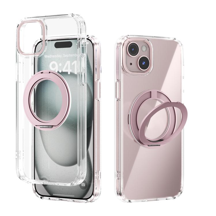 For iPhone 14 Plus ABEEL MagSafe Q-LUCK Pivot Bracket Transparent Phone Case