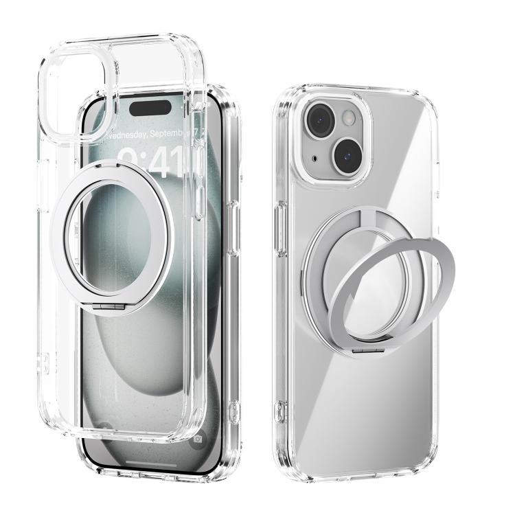 For iPhone 14 ABEEL MagSafe Q-LUCK Pivot Bracket Transparent Phone Case