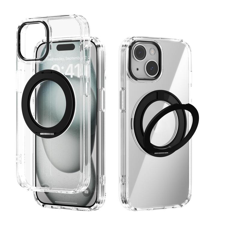 For iPhone 14 ABEEL MagSafe Q-LUCK Pivot Bracket Transparent Phone Case