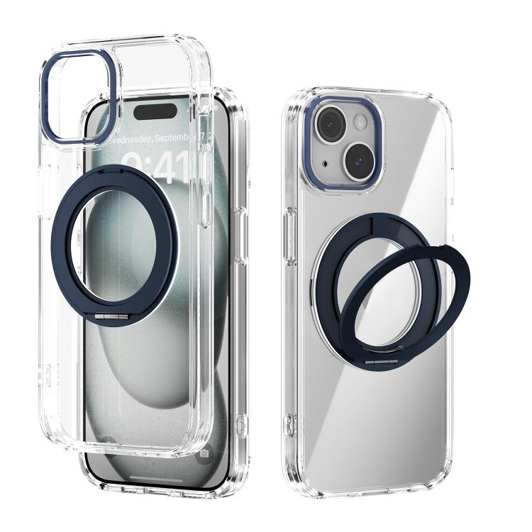 For iPhone 14 ABEEL MagSafe Q-LUCK Pivot Bracket Transparent Phone Case