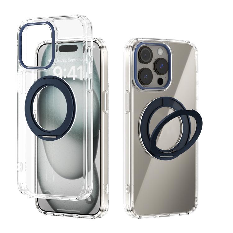For iPhone 13 Pro Max ABEEL MagSafe Q-LUCK Pivot Bracket Transparent Phone Case