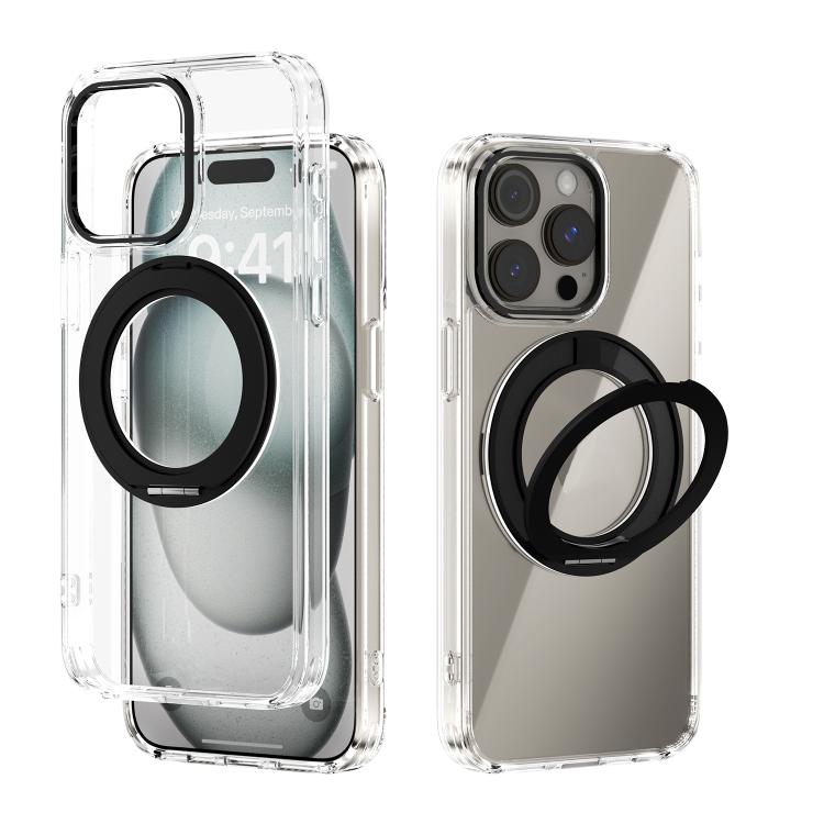 For iPhone 13 Pro ABEEL MagSafe Q-LUCK Pivot Bracket Transparent Phone Case