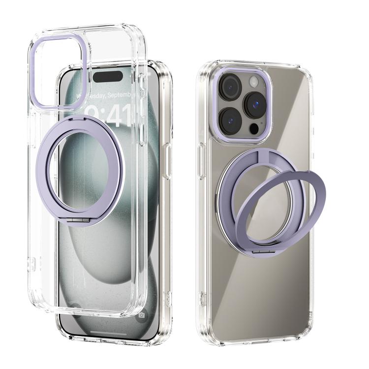 For iPhone 13 Pro ABEEL MagSafe Q-LUCK Pivot Bracket Transparent Phone Case