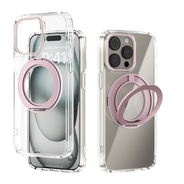 For iPhone 13 Pro ABEEL MagSafe Q-LUCK Pivot Bracket Transparent Phone Case