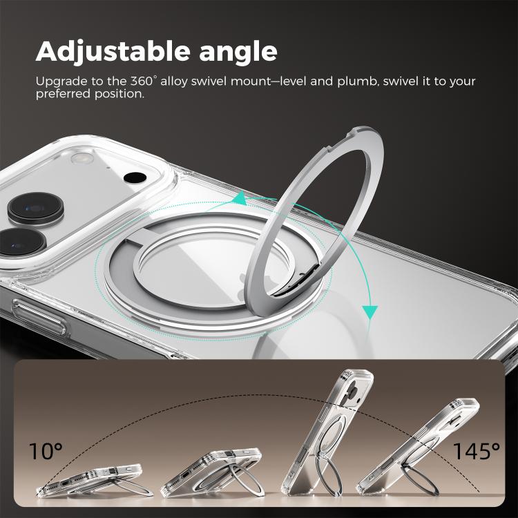 For iPhone 14 Plus ABEEL MagSafe Q-LUCK Pivot Bracket Transparent Phone Case