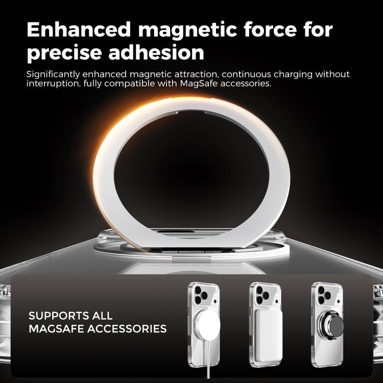 For iPhone 16 Plus ABEEL MagSafe Q-LUCK Pivot Bracket Transparent Phone Case