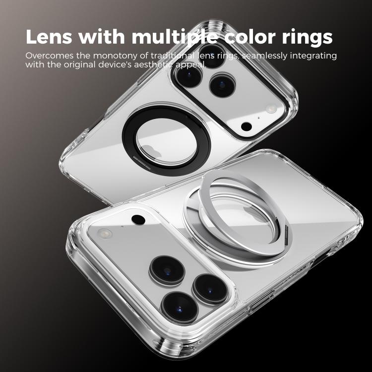 For iPhone 16 Plus ABEEL MagSafe Q-LUCK Pivot Bracket Transparent Phone Case