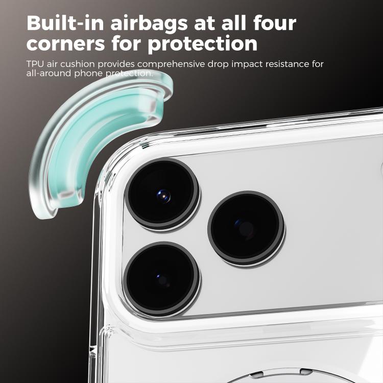 For iPhone 15 Pro Max ABEEL MagSafe Q-LUCK Pivot Bracket Transparent Phone Case