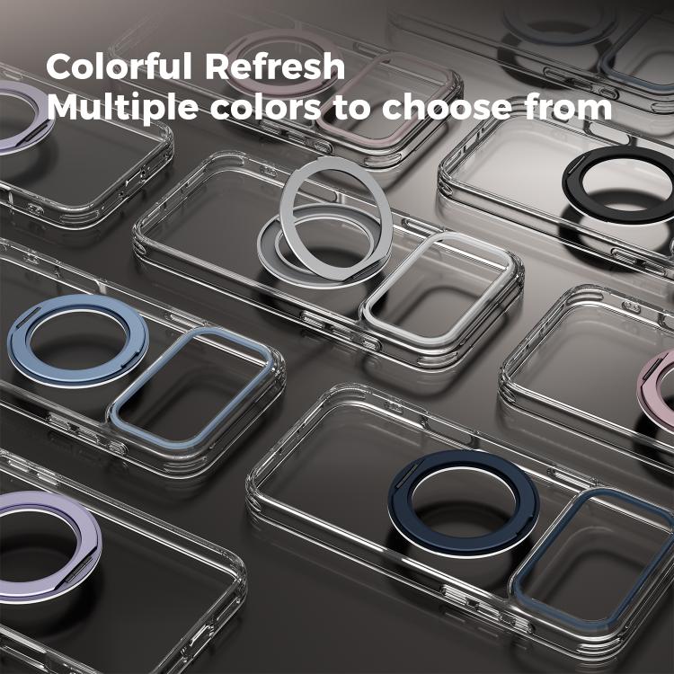 For iPhone 16 Plus ABEEL MagSafe Q-LUCK Pivot Bracket Transparent Phone Case