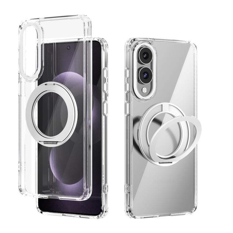 For Samsung Galaxy S25 Edge 5G ABEEL MagSafe Q-LUCK Pivot Bracket Transparent Phone Case