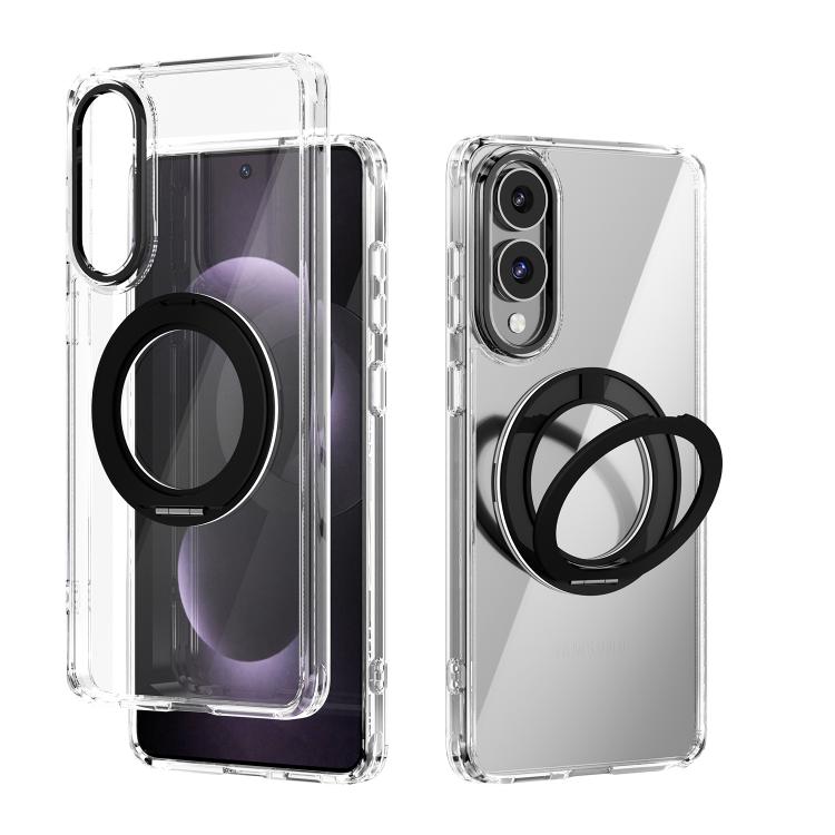 For Samsung Galaxy S25 Edge 5G ABEEL MagSafe Q-LUCK Pivot Bracket Transparent Phone Case