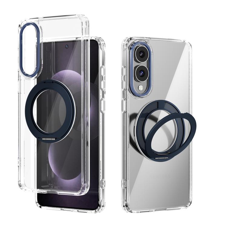 For Samsung Galaxy S25 Edge 5G ABEEL MagSafe Q-LUCK Pivot Bracket Transparent Phone Case