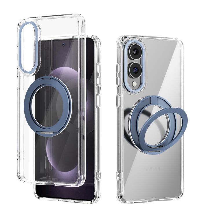 For Samsung Galaxy S25 Edge 5G ABEEL MagSafe Q-LUCK Pivot Bracket Transparent Phone Case