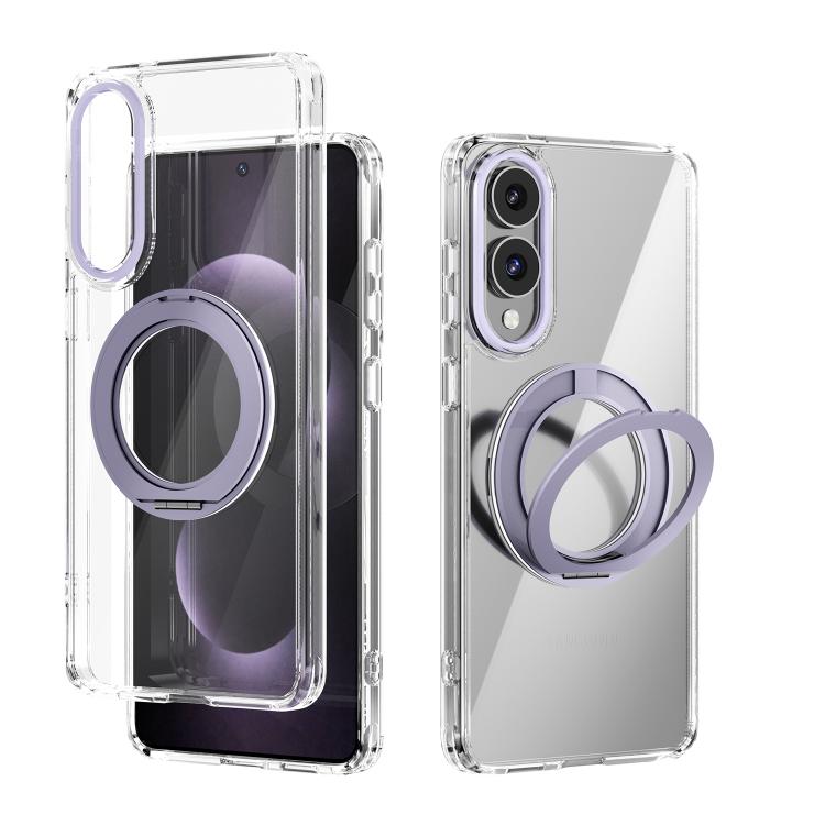 For Samsung Galaxy S25 Edge 5G ABEEL MagSafe Q-LUCK Pivot Bracket Transparent Phone Case