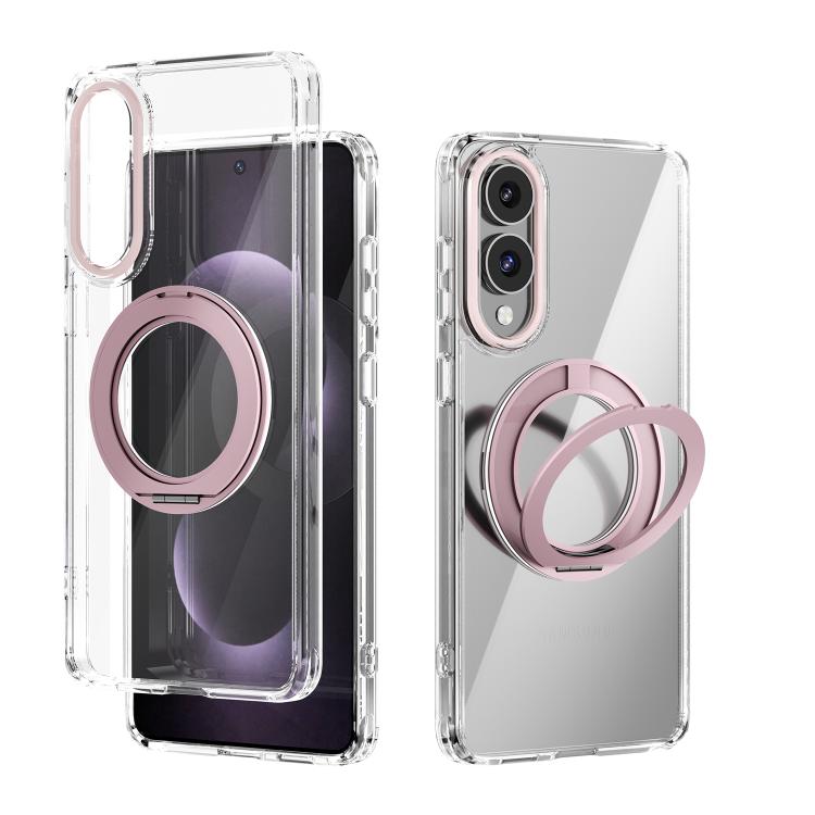 For Samsung Galaxy S25 Edge 5G ABEEL MagSafe Q-LUCK Pivot Bracket Transparent Phone Case